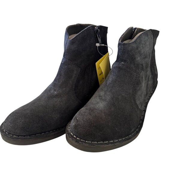 Fly London Dari Size 38 US 7.5 Anthracite Black Suede NWB Leather Ankle Bootie - Picture 2 of 14